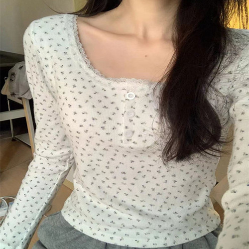 velvet base shirt with Autumn and winter warm velvet floral long-sleeved T-shirt for women pure desire design slim fit and slim inside