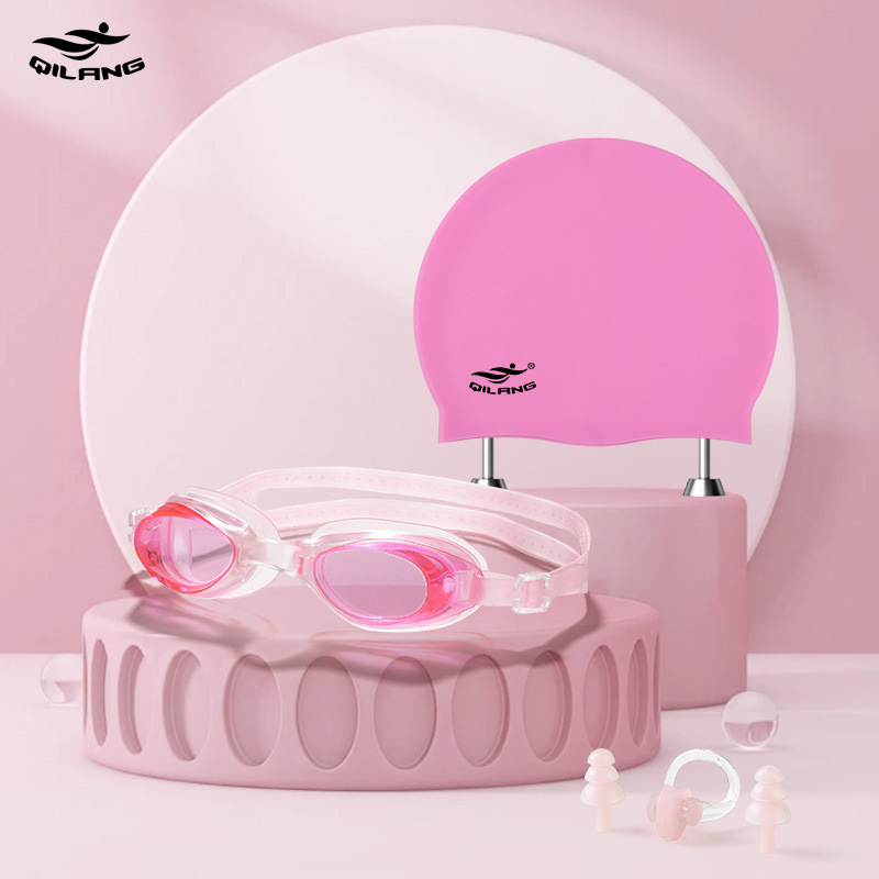 핑크 (YB1600 수영 고글 M004 수영 캡 BJ001 코 클립 이어플러그)