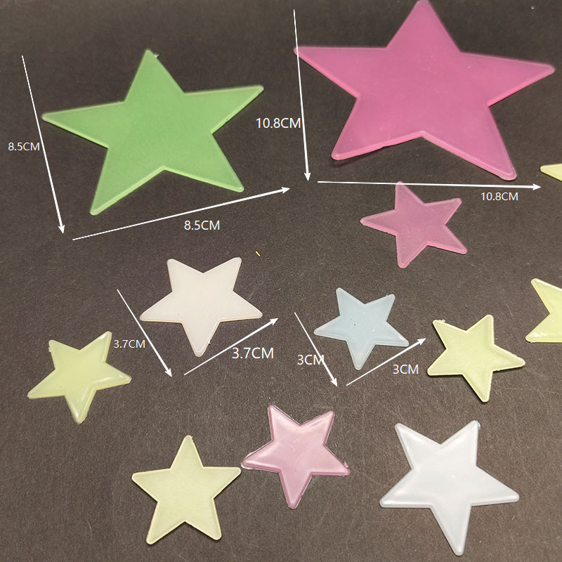 Estrellas de color luna pegatinas de luz nocturna meteoros luminosos pared decoración de ventana fluorescente transfronteriza pegatinas de refrigerador estrella cosmos image 19