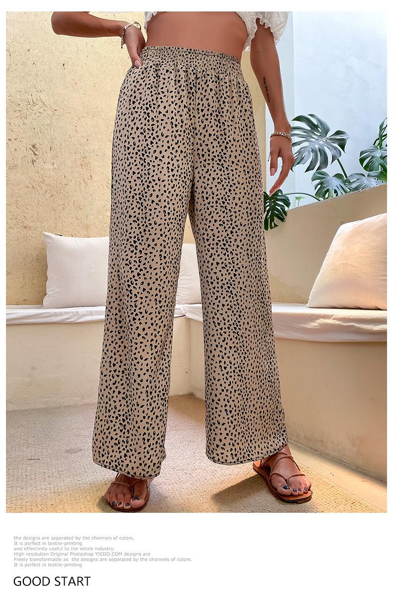 Print Holiday Style Black Casual Wide-leg Pants_voghion.com