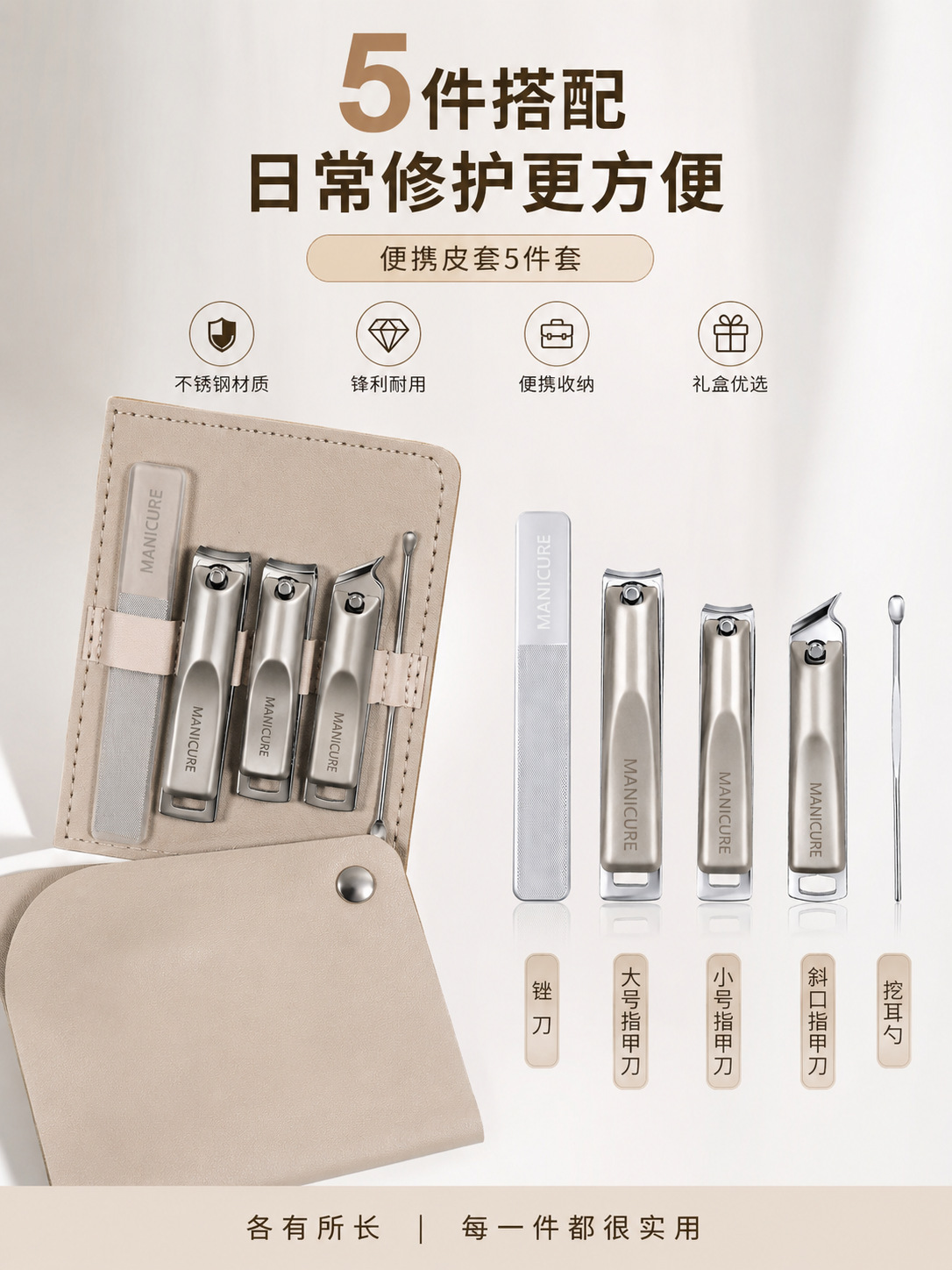 Wholesale TikTok Style Gradient Nail Clippers 4-Piece Set Portable Nail Scissors Nail Clipper Pedicure Kit Beauty Nail Tool Set