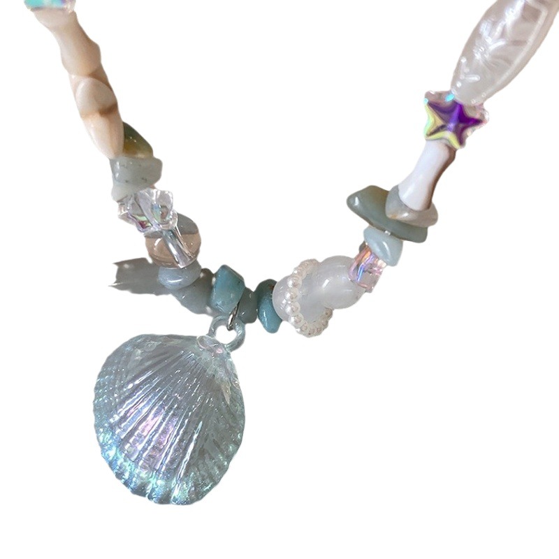 Océano perla estrella collar de cuentas luz lujo nicho diseño sentido clavícula cadena temperamento personalidad alto sentido collar