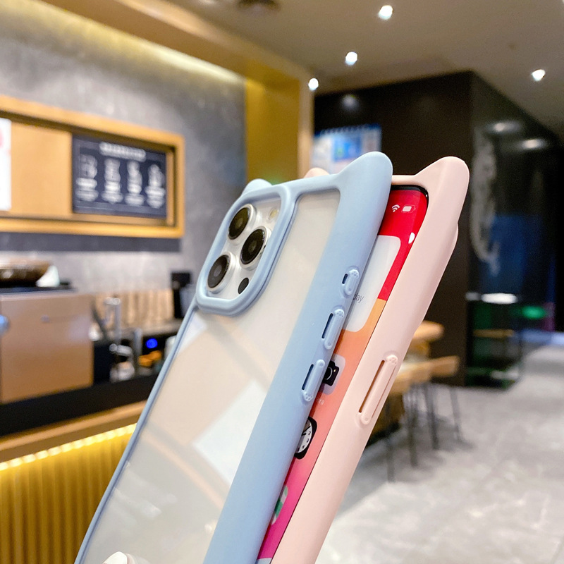 适用iPhone16promax手机壳猫耳朵华为/苹果14透明亚克力防摔纯色|undefined