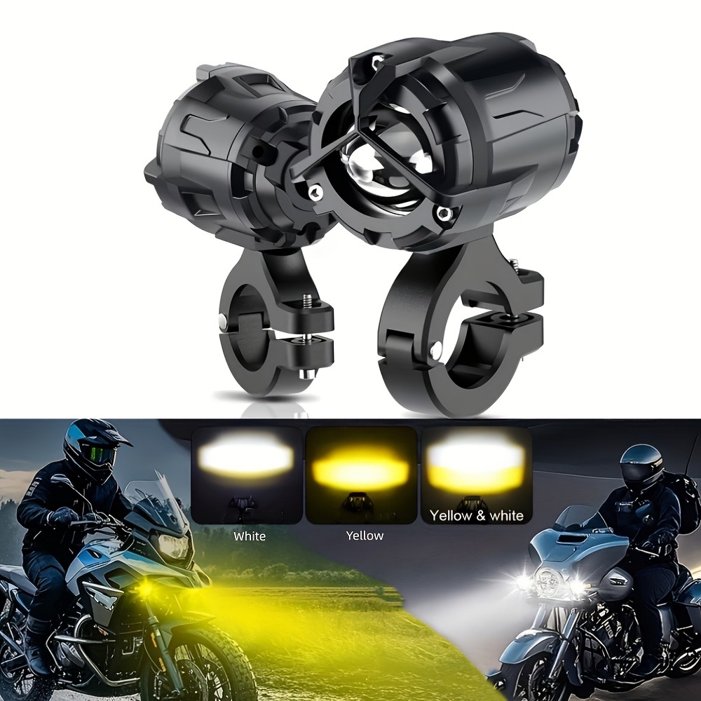 Motorcycle spotlights with far and near yellow-white light, electric vehicle lights, LED electric vehicle strobe mode, front headlight with strong light