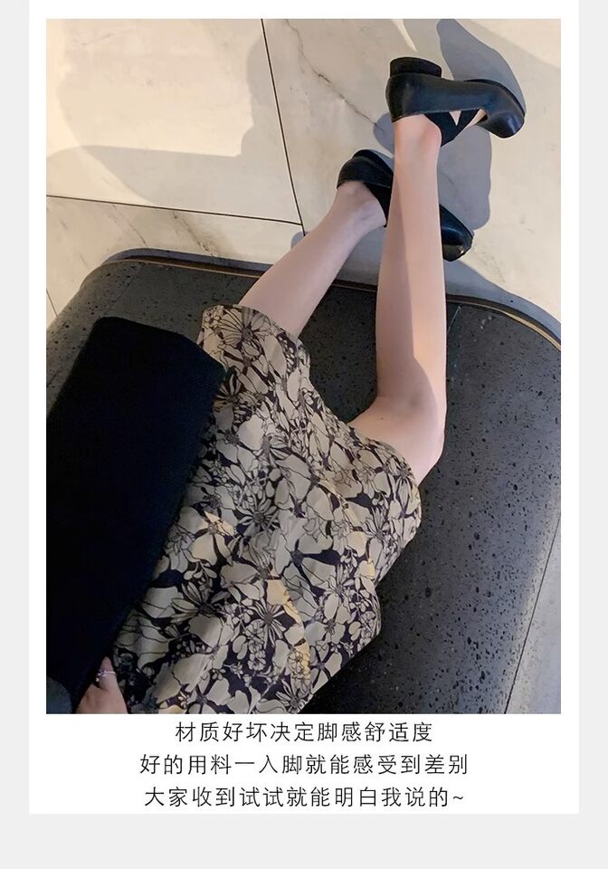 Giày búp bê nữ mũi vuông da cừu phối quai chéo, đế bệt gót thô 5 cm — Da đen (gót dày), Da đen (đáy phẳng), Màu trà sữa (gót dày), Màu trà sữa (đáy phẳng) chi tiết 38