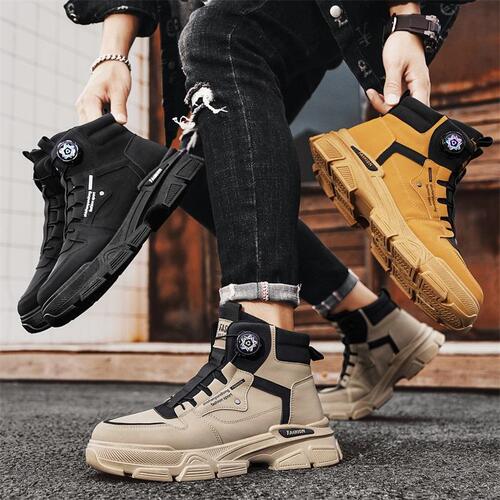 Men's Shoes 2025 Spring Retro Workwear British Style Outdoor Hiking Durable Leather Waterproof Men's Martin Boots