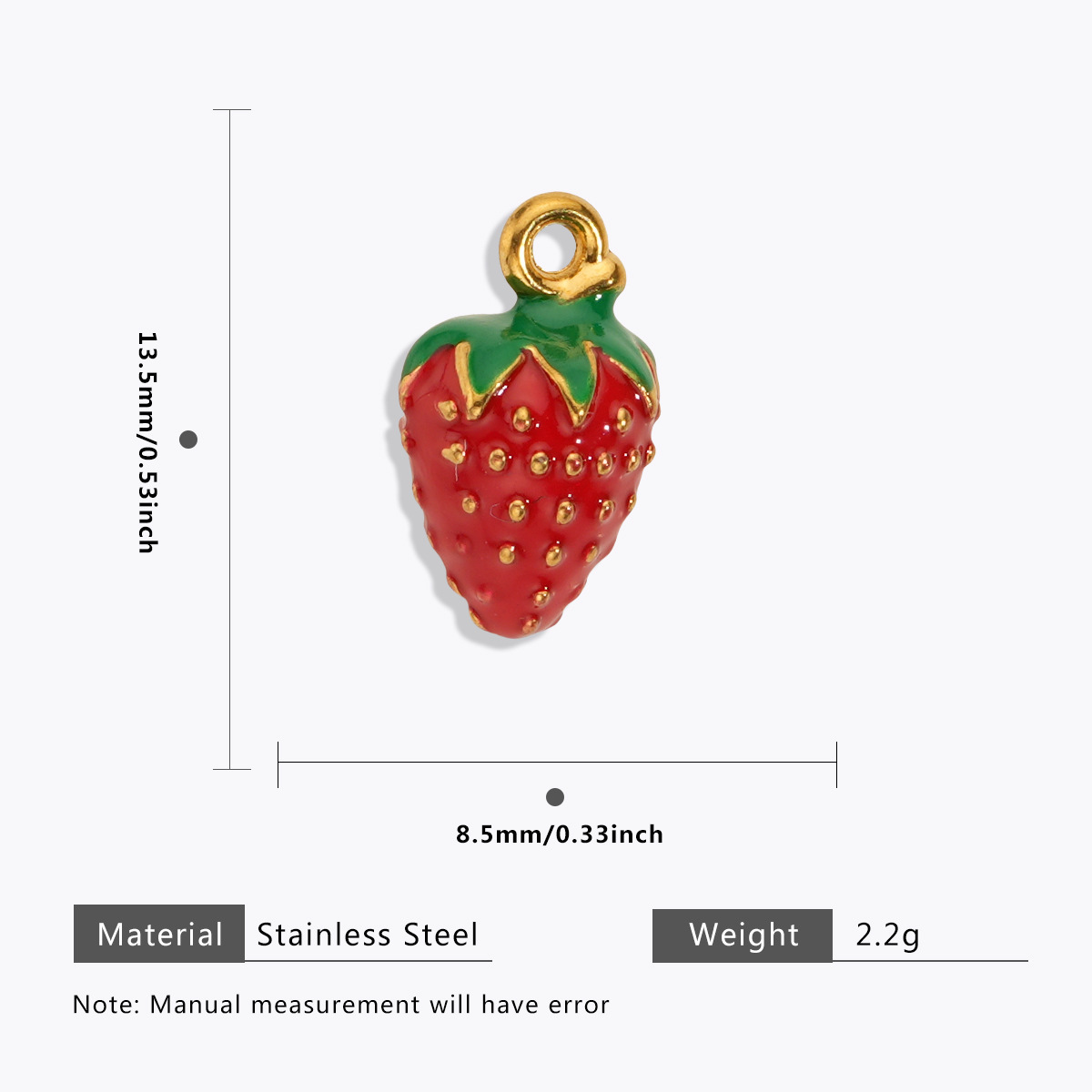 125g Weight Pendant Jewelry Making Type 11 * 15mm, 16*18.5mm, 6*20.5mm Jewelry Making Size Zircon Inlay Material DIY Jewelry Accessories Classification 1 Piece Quantity 304 Stainless Steel Material Rainbow, Cherry, Strawberry, Snails, chili Pattern All Seasons Season Polished Finish Enamel, Inlay Design Sweet Style 1 Piece 11 * 15mm 16*18.5mm 6*20.5mm 304 Stainless Steel Zircon Rainbow Cherry Strawberry Polished Pendant DIY Jewelry Accessories 13