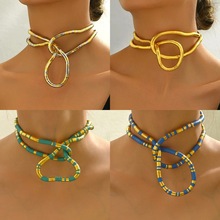 欧美热销朋克嘻哈金属风蛇骨可随意缠绕项圈 个性夸张潮流项饰