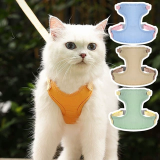 跨境猫咪牵引绳防挣脱外出遛猫绳背心式猫链子小奶狗绳工字型胸背