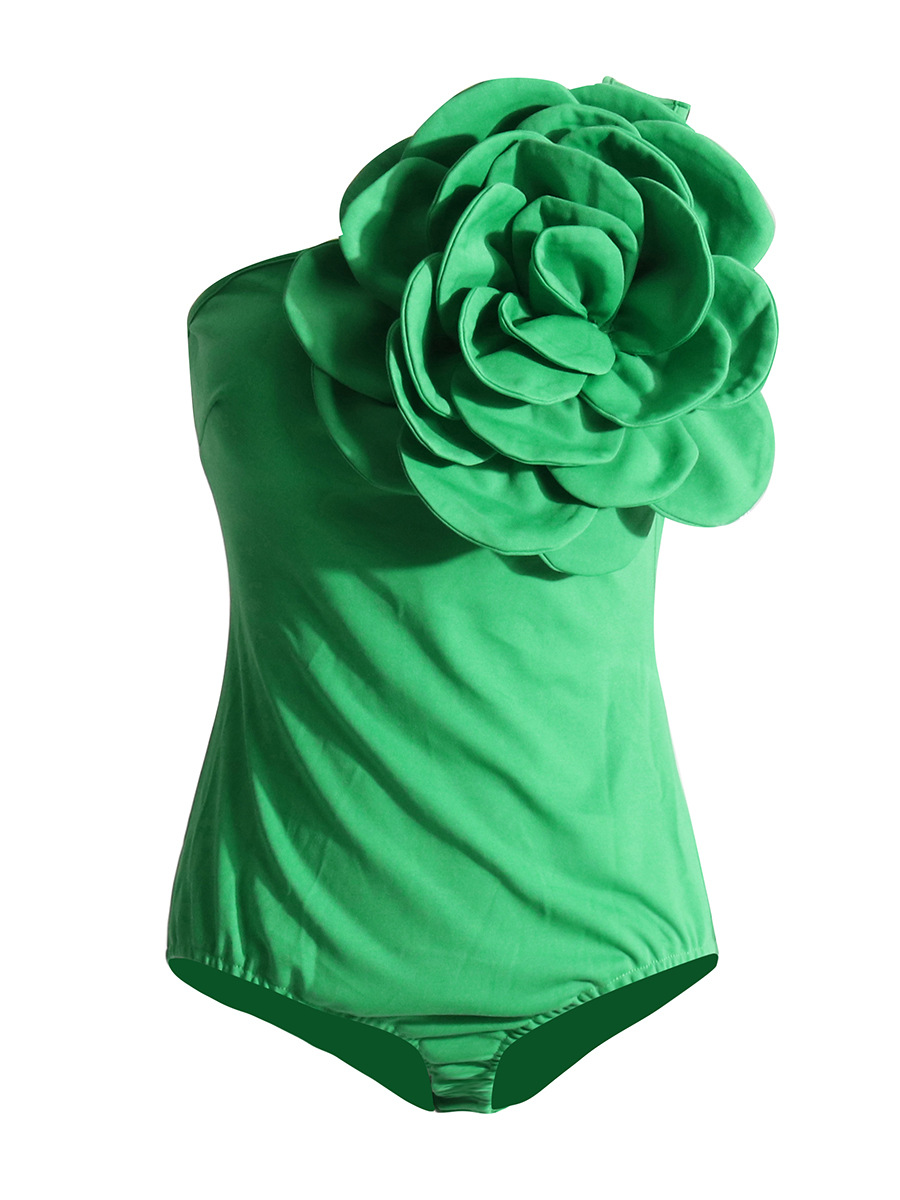 Mono de mujer sexy y moderno, estilo europeo y americano, con diseño de un solo hombro, patchwork floral tridimensional, sin mangas, color liso, novedad 2026