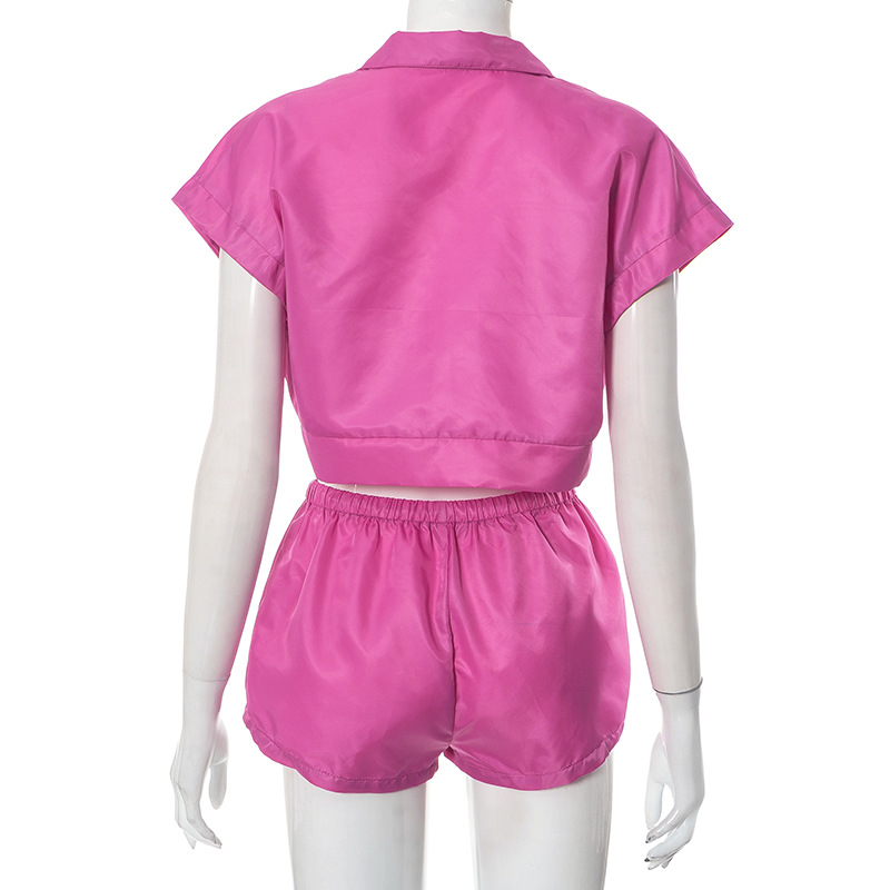 Women Clothing Summer Pocket Top Shorts Set for Women