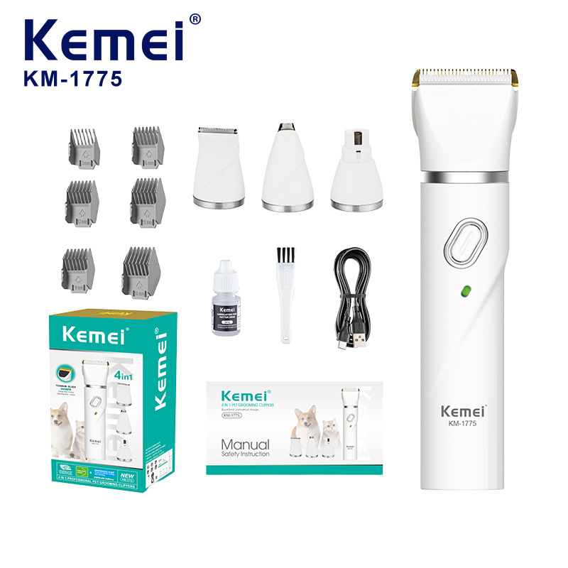 Cortadora de Pelo para Mascotas Kemei Cross-Border KM-1775, Cortadora Eléctrica Profesional Multifuncional para Perros y Gatos
