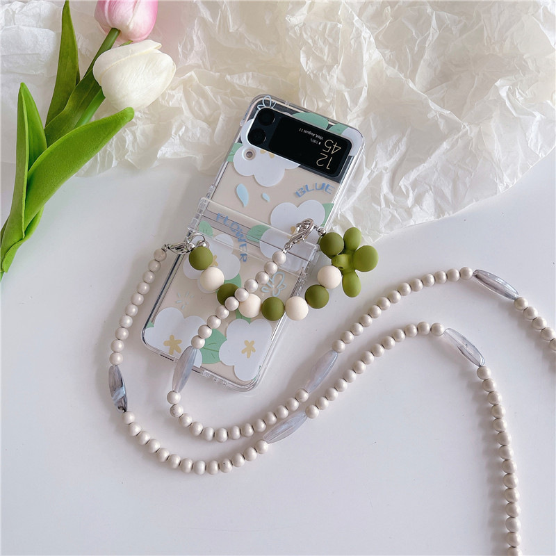 Ins Personality Flower Samsung zflip4 Folding Screen Phone Case for Galaxy Z FLIP6 5G Transparent 3