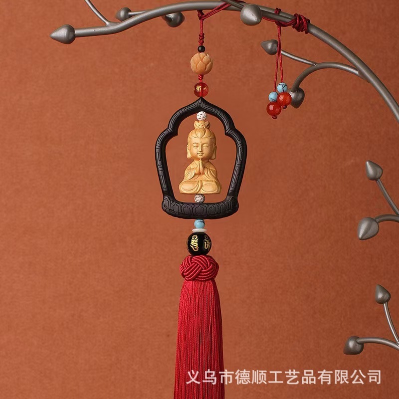 挂件高级感黄铜沙金汽车内吊饰如意平安锁车载后视镜装饰挂件批发|undefined