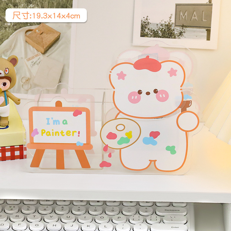 Titular de la pluma de acrílico transparente estudiante de secundaria caja de papelería de almacenamiento sacudiendo la cabeza swing caja de lápiz colgante papelería creativa al por mayor