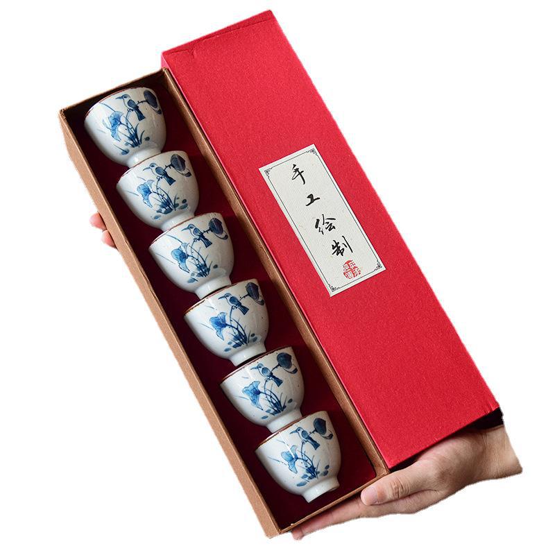 Pintado a mano kung fu taza de té taza principal de loto taza única taza de té de la vendimia juego de té de cerámica taza de té de un solo tazón de té
