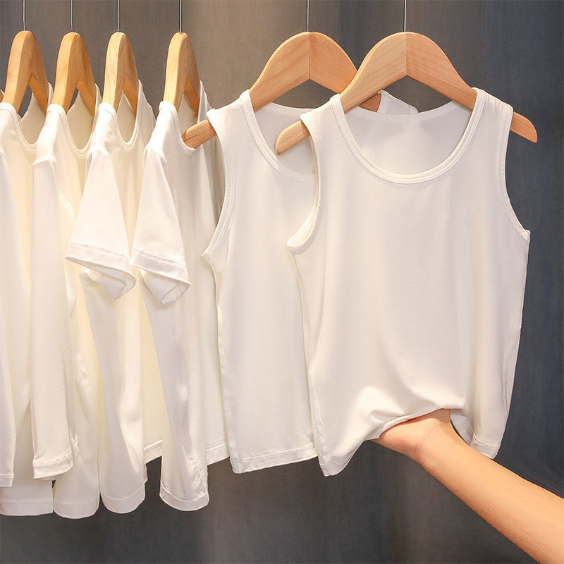 Children's White Modal Vest Summer Modal Knit Vest for Older Kids Unisex Source Factory in Stock Children's White Modal Vest Summer Modal Knit Vest for Older Kids Unisex Source Factory in Stock