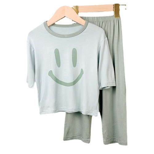 Parent-child pajamas, summer children's modal three-quarter sleeve suit, loose air-conditioned clothes for older children, boys and girls home clothes