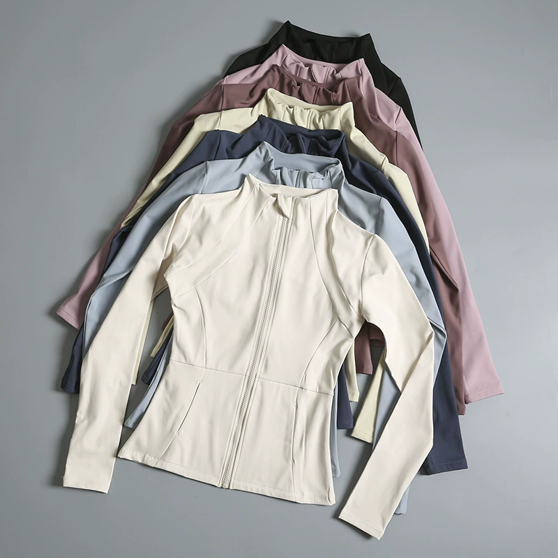 Профессиональная быстросохнущая спортивная солнцезащитная куртка, женская куртка на молнии с длинными рукавами, облегающий топ для бега в тренажерном зале, женская одежда для йоги
