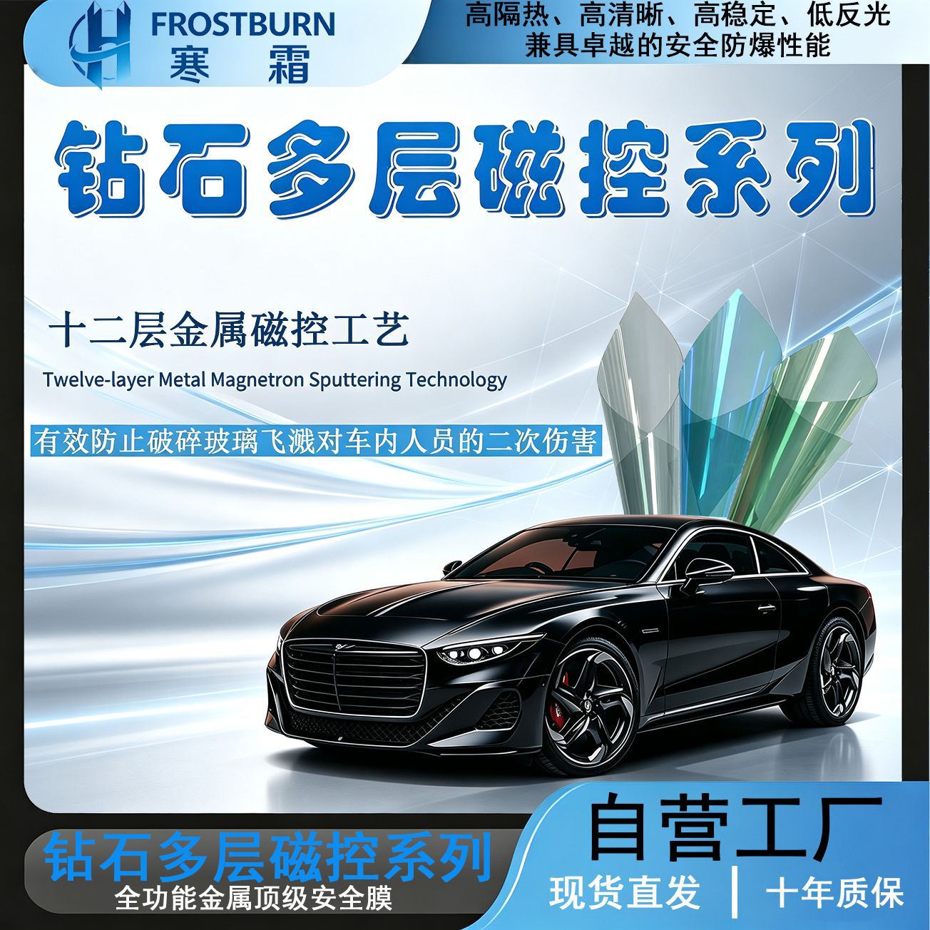 Car anti-explosion film, sun protection film, front windshield film, heat insulation film, car window film, privacy film, solar film