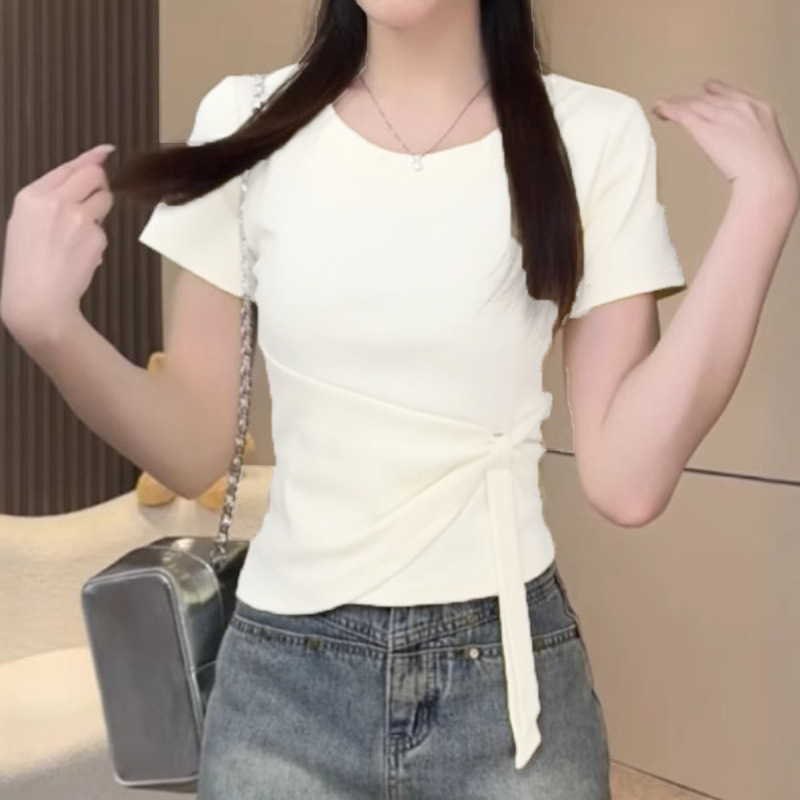2025夏季新款韩版时尚百搭圆领短袖T恤女修身显瘦打底衫上衣潮|undefined