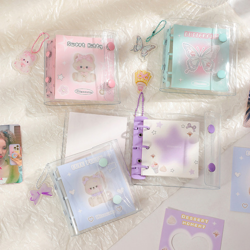 Instagram-worthy Korean-style mini loose-leaf notebook for girls—replaceable inner pages, Polaroid-style loose-leaf cards, and K-pop-themed student journal.