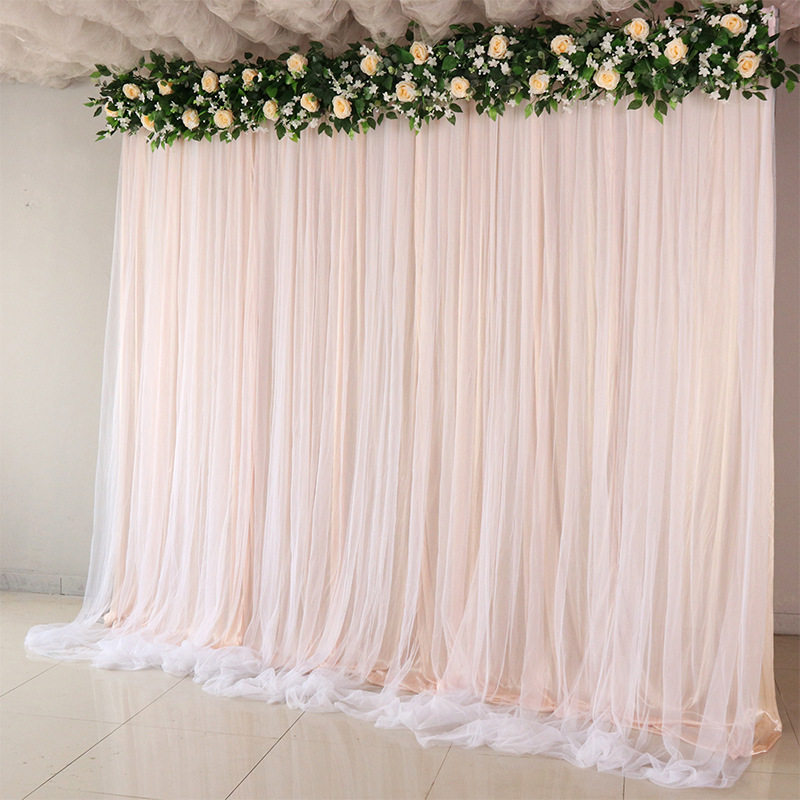 Wedding stage background gauze curtain decoration wall mesh wedding cloth curtain net red live curtain birthday scene layout