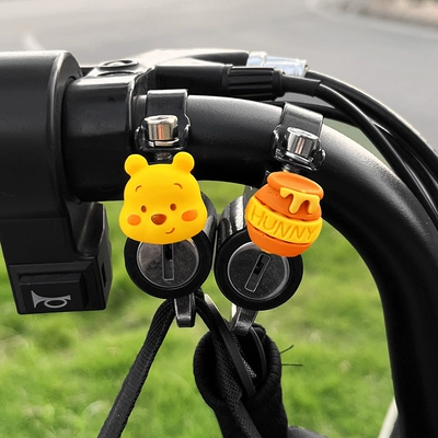 cute cartoon motorcycle battery car, Helmet lock - black-two-pack-round-winnie-the-pooh-brown-honey-jar