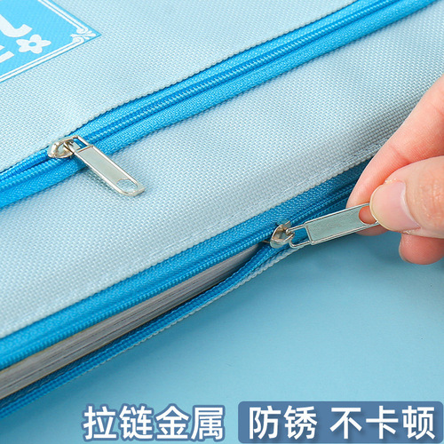 A4 size subject bag with double-layer zipper file pouch, student tutoring hand-held storage bag, subject student homework bag