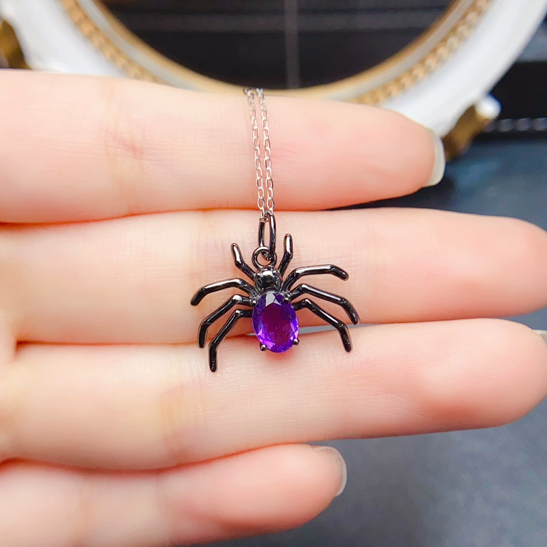 Новый кулон из натурального аметиста S925, серебро, инкрустированный основной камень 5*7 мм, универсальные популярные модные женские украшения оптом