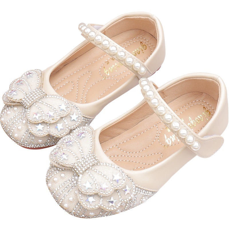 Girls' princess shoes soft bottom crystal shoes single shoes children's shoes small leather shoes rhinestone new soft bottom children's baby