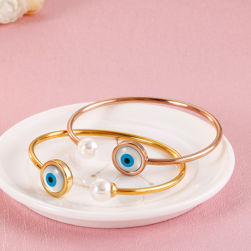 Fashion Devilu0027S Eye Titanium Steel Inlay Opal Bracelets Earrings Necklace