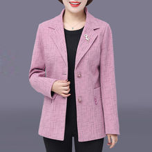 妈妈春秋装外套40岁50气质中老年女装上衣大码宽松中年小西服套装