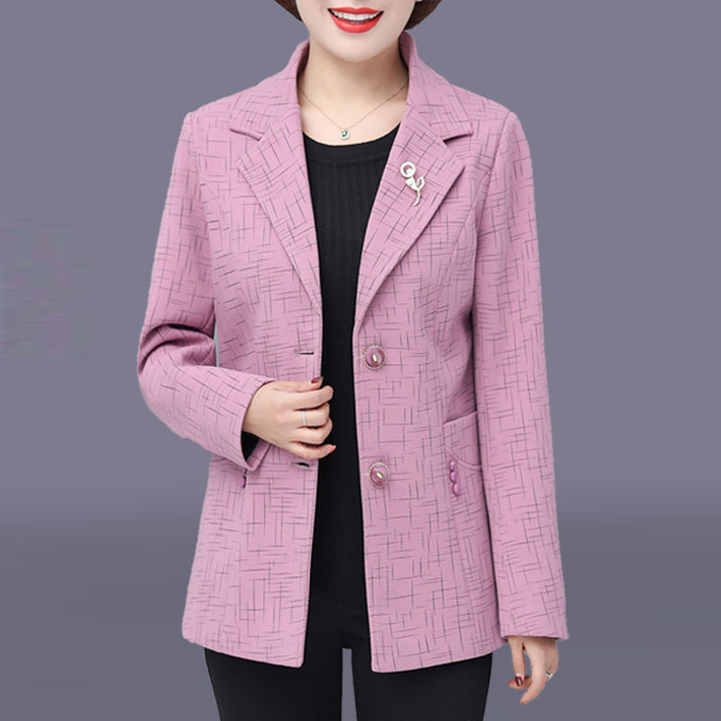 妈妈春秋装外套40岁50气质中老年女装上衣大码宽松中年小西服套装