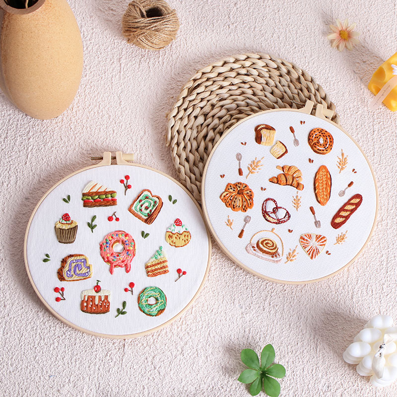 Bordado de postres de pan, kit de paquete de material de bricolaje hecho a mano, juego de costura, Amazon, inglés transfronterizo, nuevo producto original