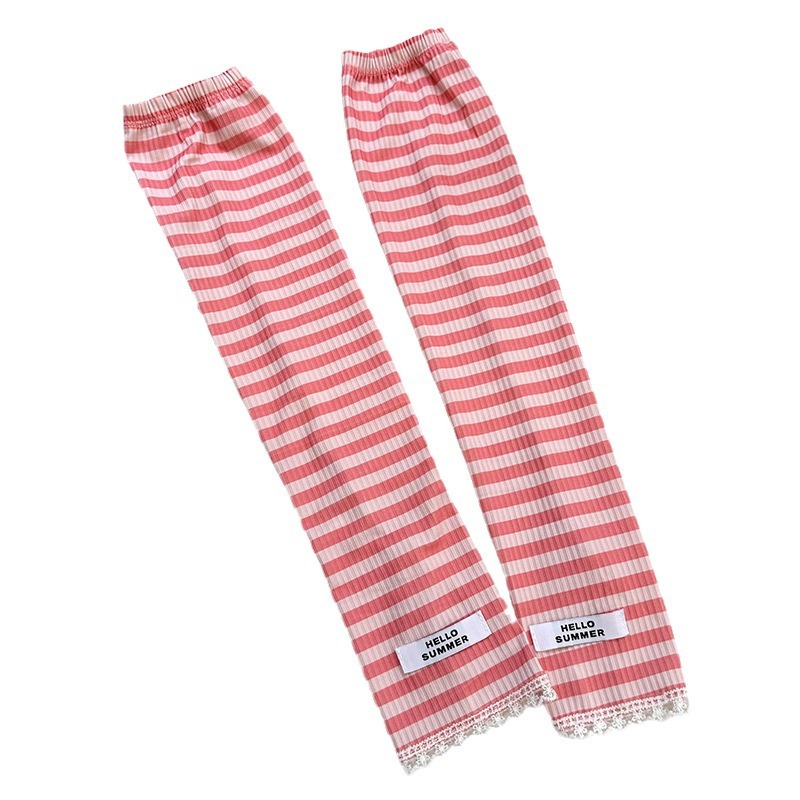 Guantes solares de mujer de verano encaje color rayas conducir manga manga brazo manga manga decoración brazo manga de hielo