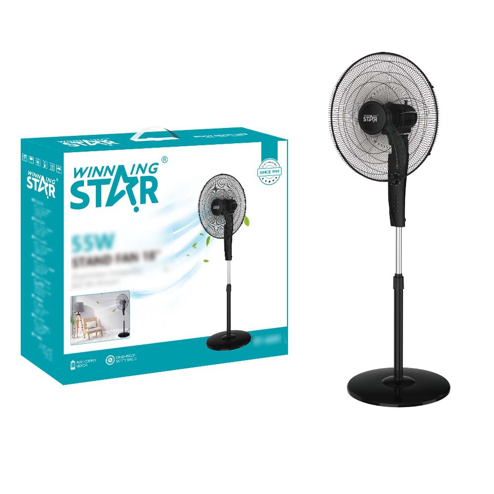 Winningstar transfronterizo Stand Fan venta caliente 18 pulgadas hogar 55W sacudiendo la cabeza ventilador eléctrico portátil de pie