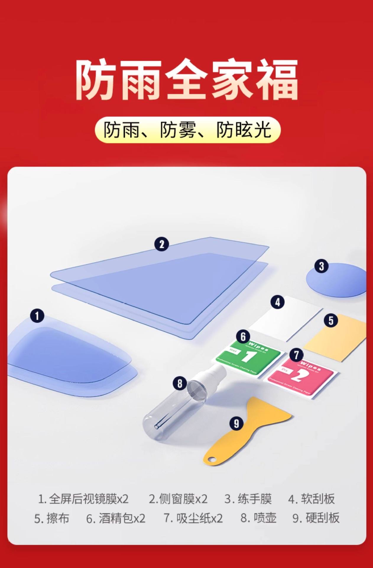 Car Rearview Mirror Rain-Proof Film, Reversing Mirror, Car Window Waterproof Film, Rain-Proof Gadget for Car Mirrors in Rainy Days