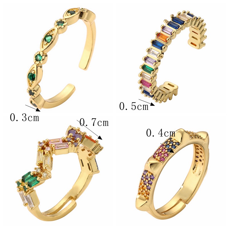Lady Geometric Copper Gold Plated Zircon Rings 1 Piece