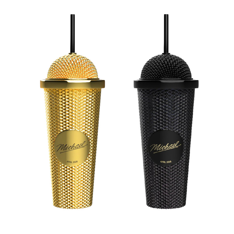 Authentic Michael Jackson Movie Merchandise: Michael Jackson's Road to Stardom Microphone-Shaped Cup, Michael Microphone Water Cup, Iron Bucket