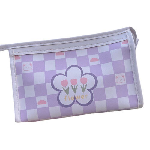 Large capacity pu girl heart pencil bag ins style high-looking stationery bag cute makeup storage bag waterproof pencil bag