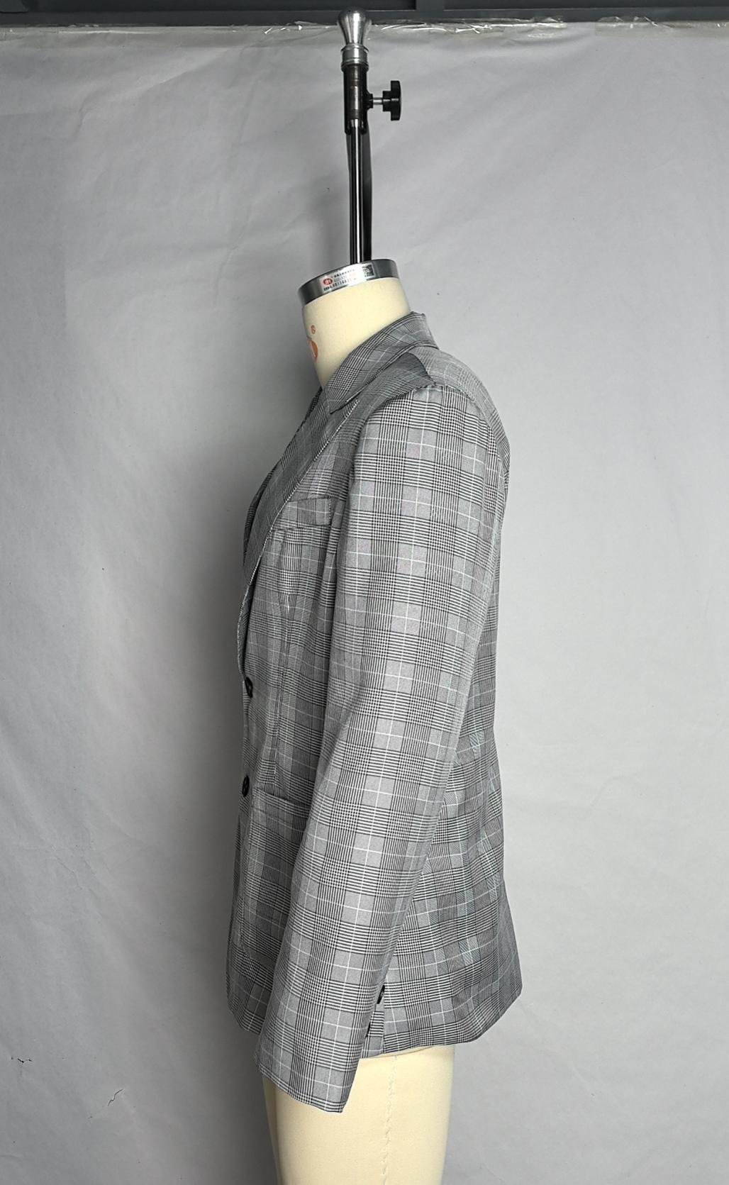 Men's Plaid Blazer With Notched Lapel And Two-button Fastening_voghion.com