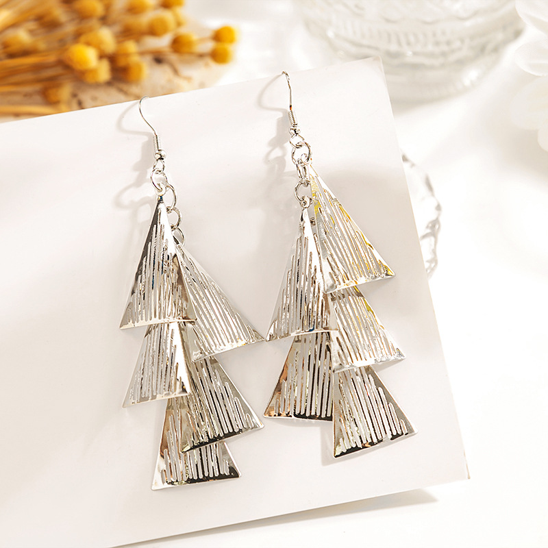 Cruz-frontera hueco metal multi-capa hoja pendientes vintage estilo étnico gota de agua ronda geométrica borla pendientes al por mayor