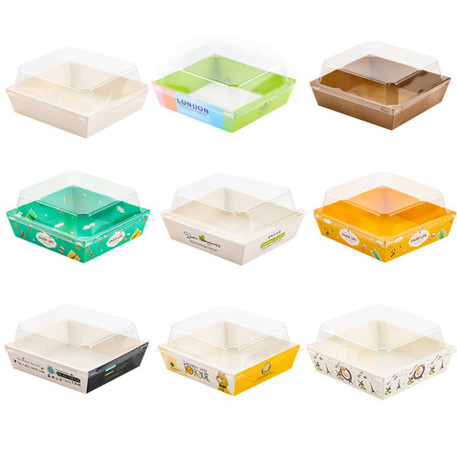 Internet celebrity towel roll box cake packaging box cake roll rectangular wrapping paper transparent disposable sticker strip