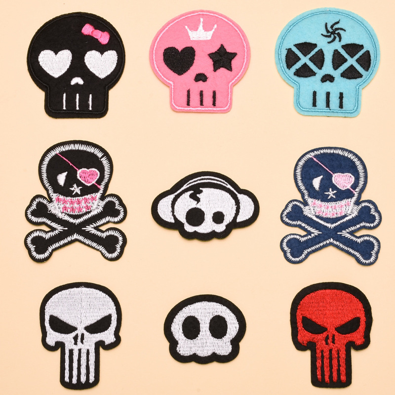 Skull Fashion Badge Cloth Patch Embroider Applique Patch Patch down Jacket Shoes Socks Hat Decorative Patch European and American Popular Skull Fashion Badge Cloth Patch Embroider Applique Patch Patch down Jacket Shoes Socks Hat Decorative Patch European and American Popular