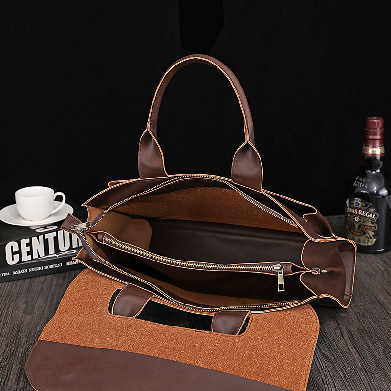 Handbags for Men 2024 New Arrivals Large-capacity Classic Retro Men’s Shoulder Bag High-quality Leather Crossbody Bag Business Computer Briefcase._voghion.com