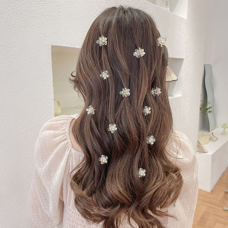 Flor de Camelia pequeño clip femenino flequillo lateral de verano horquilla Clip de cabeza de princesa tocado clip de lado de pelo roto clip de pelo