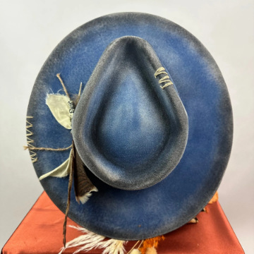 Stile etnico con cinghie intrecciate usurate, cappelli in feltro puro, cappelli di lana alla moda per l'esterno_voghion.com