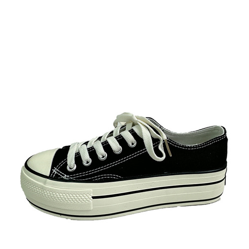 2024 Spring and Summer New Korean Version Versatile Sapphire Blue Big Red High Top Canvas Shoes Women's Thick Sole Increased 4CM Platform Shoes