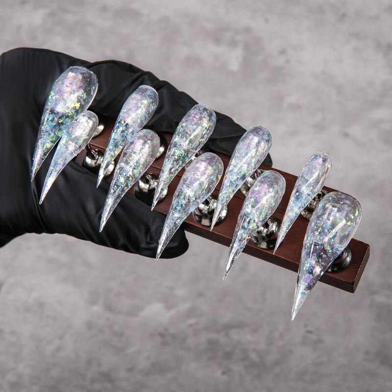 Cross-border European and American high-transparency aurora iridescent foil dragon claw detachable sharp pointed fake nails Cross-border European and American high-transparency aurora iridescent foil dragon claw detachable sharp pointed fake nails